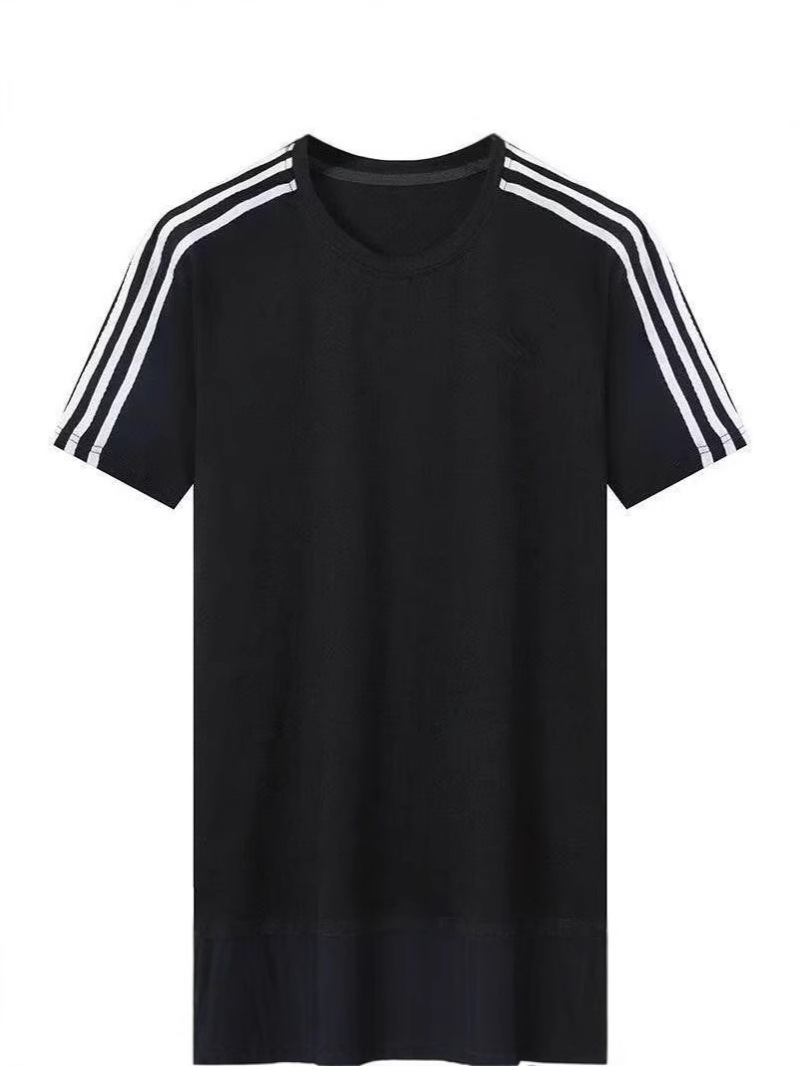 Summer Men's and Women's Short-Sleeved T-Shirts Three-Stripe Ice Silk Round Neck Thin Breathable Sports Shorts Quick-Drying T-Shirts