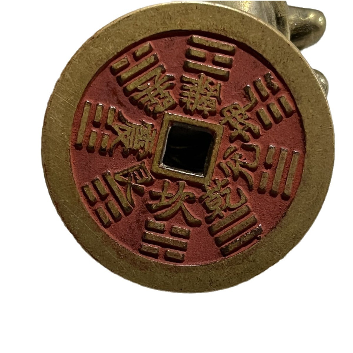 Small Square Hole Mountain Ghost Bagua Cinnabar Carved Mother Copper Coin Antique Patina Qing Dynasty Spent Money Tired of Money Home Accessories Pendant