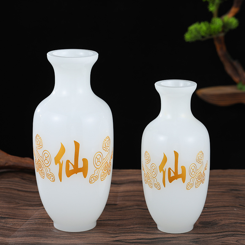 Ruyi Lucking Buddha Supplies Daquan Buddha Glazed Jade Heart Sutra Vase Buddha Word suit Home God-worship Supplies