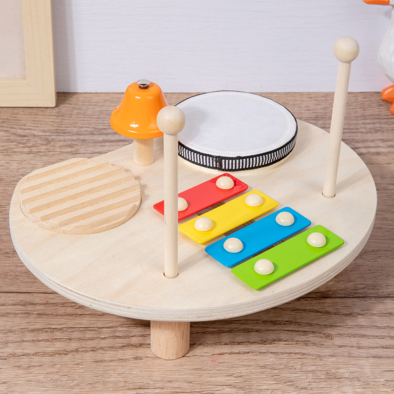 cpc children's multifunctional percussion instrument children's drum set music table percussion instrument wooden toy