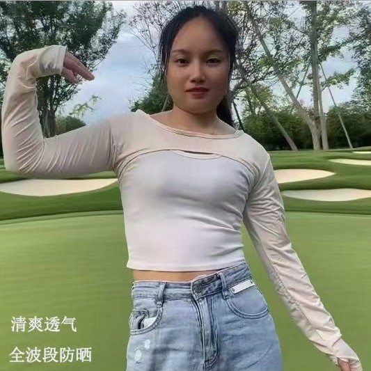 Summer Outdoor Sun Protection Short Ice Silk Raglan Ice Sleeve Yoga Sports Light, Breathable and Cool All-In-One Elastic Shawl