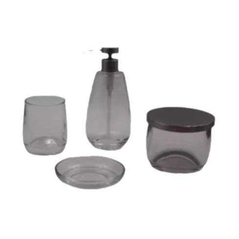 Modern Transparent Glass Bathroom Set, Hotel or Home Accessories Set with Favorable Prices, Durable, Wet and Dry, Simple