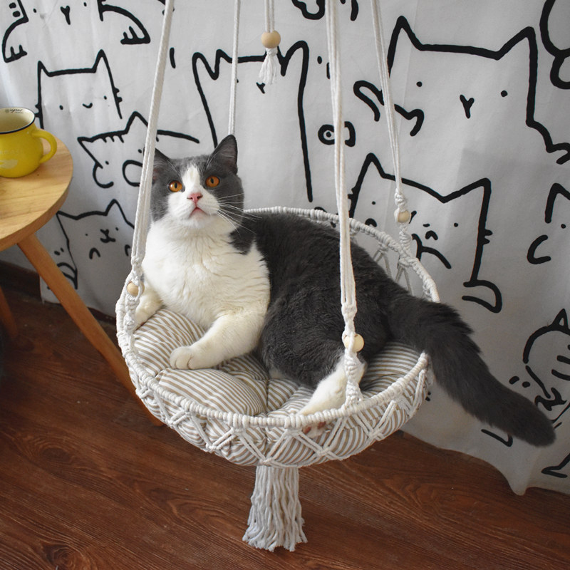 Indonesia Rope Cat Hammock Cage Hanging Bed Hanging Basket Cushion Cushion Cushion Cushion Cat Swing Kitty Cushion Cushion