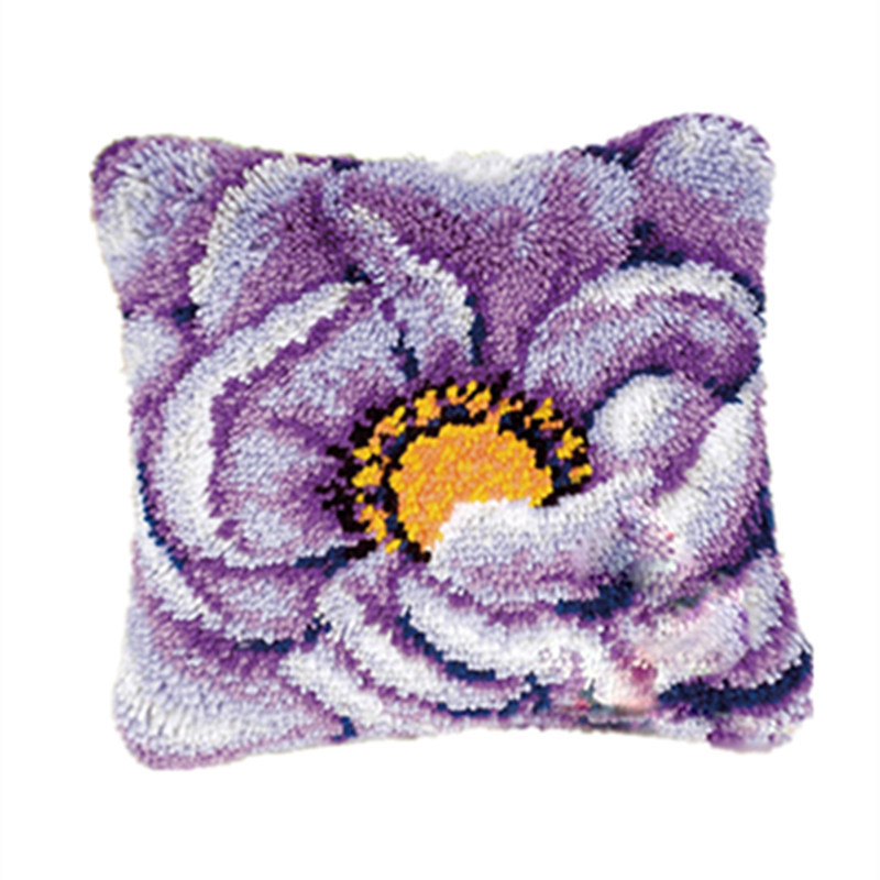 Yarn Embroidery Pillow Carpet Embroidery Cushion Cross-Stitch Embroidery DIY Material Kit Floral Pastoral Style New Chinese Style