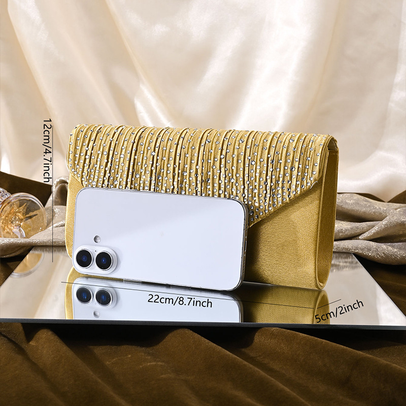 Cross-border New Dinner Bag Rhinestone Clutch Bag Chain Women's Banquet Bag Dress Evening Bag Women's Bag Wholesale Square Bag