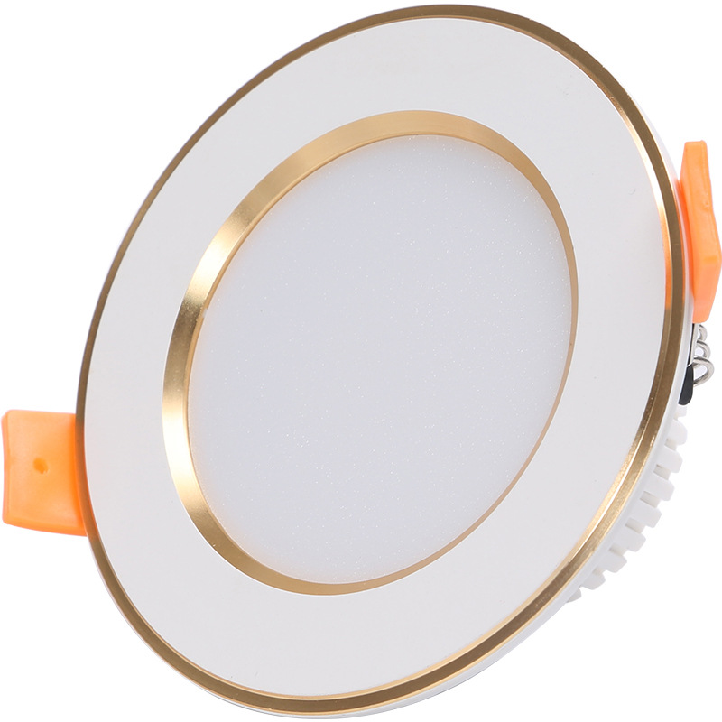 Downlight led embedded household living room ceiling light three-color dimming hotel engineering corridor corridor ceiling hole light