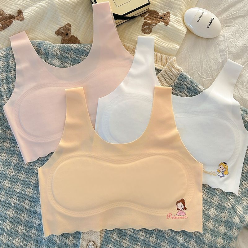 Developmental underwear girls summer thin ice silk seamless girl vest students 7-13 years old children bra students