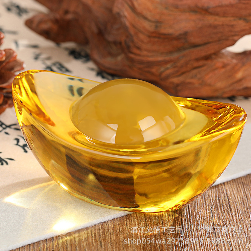 Glass Small Ingot Wholesale Large Citrine Ingot Gifts to Attract Wealth Home Decoration Ornaments Crystal Small Ingot