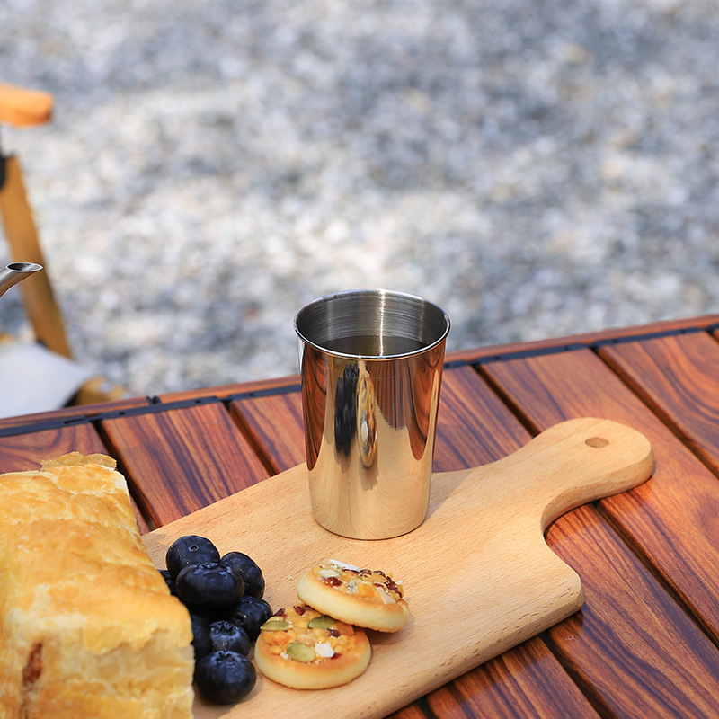 Outdoor Camping Portable Stainless Steel Water Cup Four-Piece Set Travel Mouth Cup Bar Catering Liquor Cup Coffee Cup