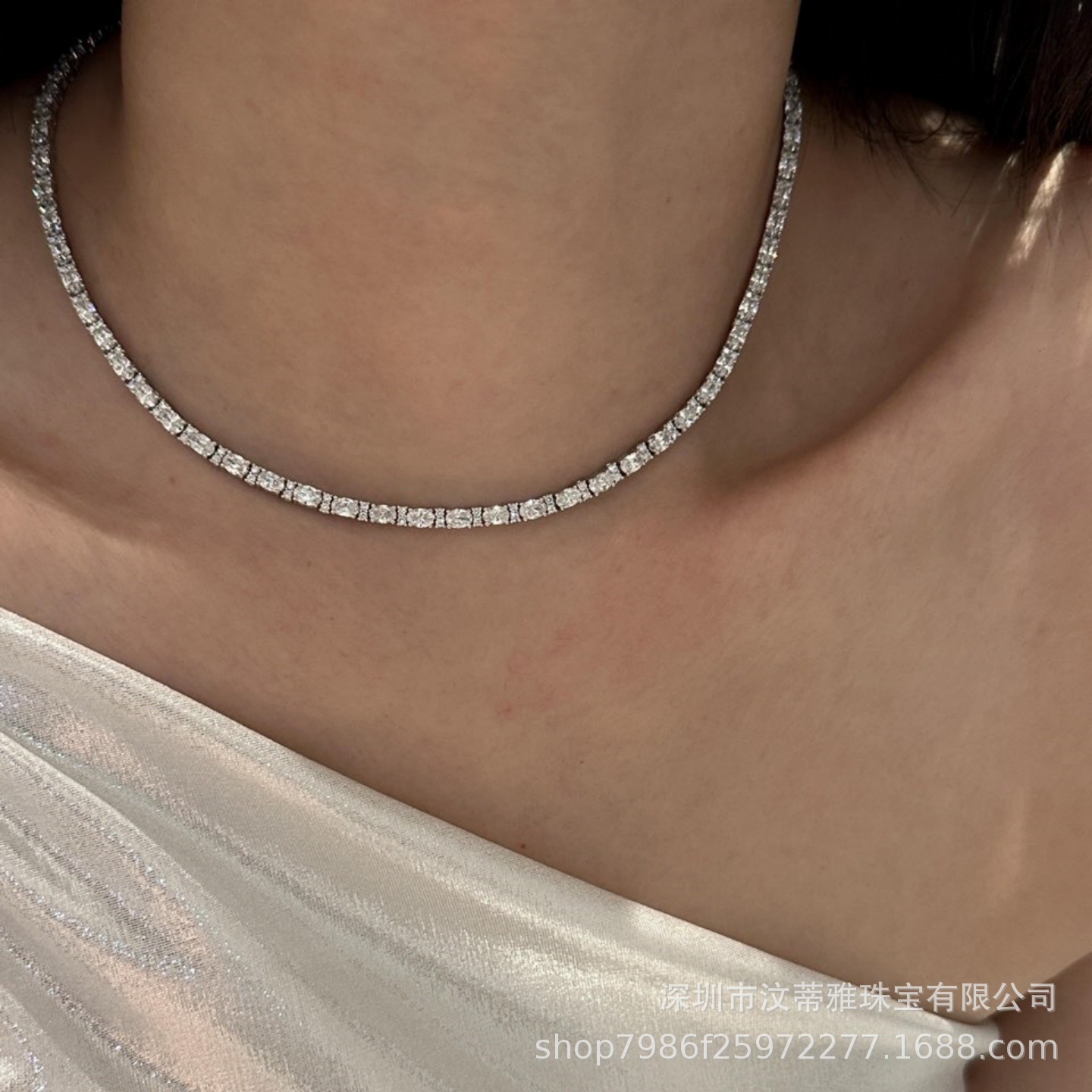 European and American Cross-Border Hot-Selling Real 18K Gold Laboratory-Grown Diamond Tennis Chain Fashion Stylish Versatile Clavicle Chain Necklace for Women