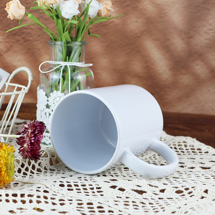 Factory direct supply pure white ceramic mug heat transfer DIY creative white porcelain cup wholesale blank coating cup 11OZ