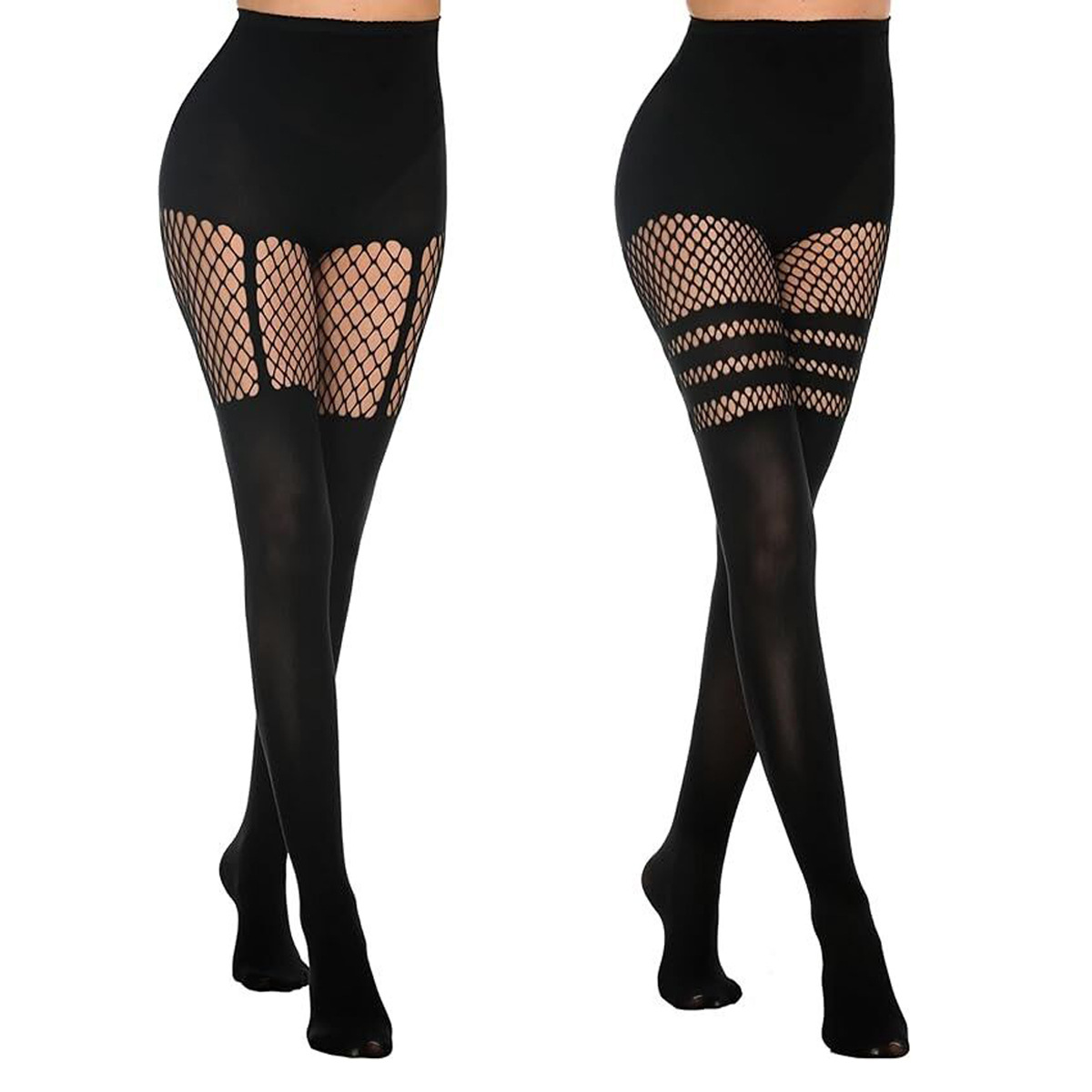 Cross-border dance sexy hollow pantyhose hollow strap dense mesh socks nightclub royal sister black silk sexy fishnet socks