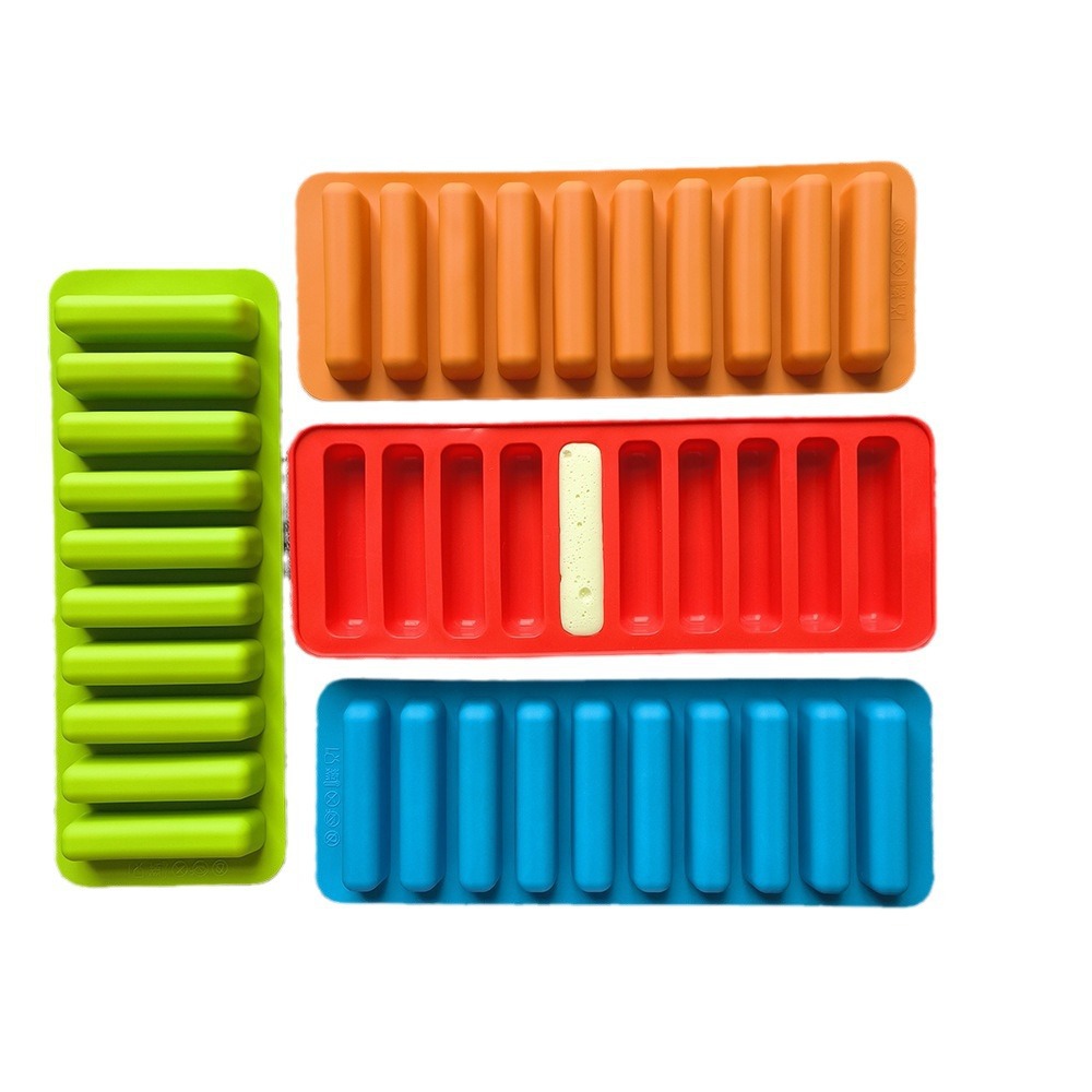 10-Piece Long Finger 591 Silicone Mold DIY Finger Biscuit Chocolate Ice Tray Mold Baby Teething Stick