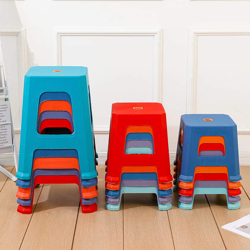 Factory Direct Sales Extra-Thick Plastic Stool for Home Living Room Cooked Rubber Non-Slip Bench High Stool Simple Thickened Dining Table