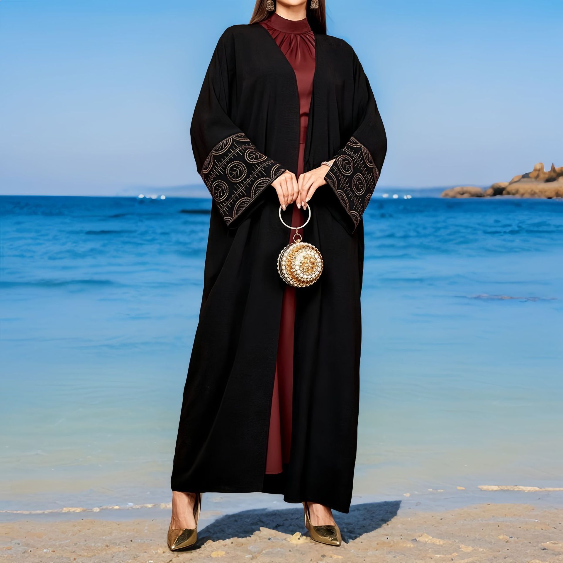 Новая абая женская Дубайская вышитая кардиган восточная роба мусульманская мода элегантное платье