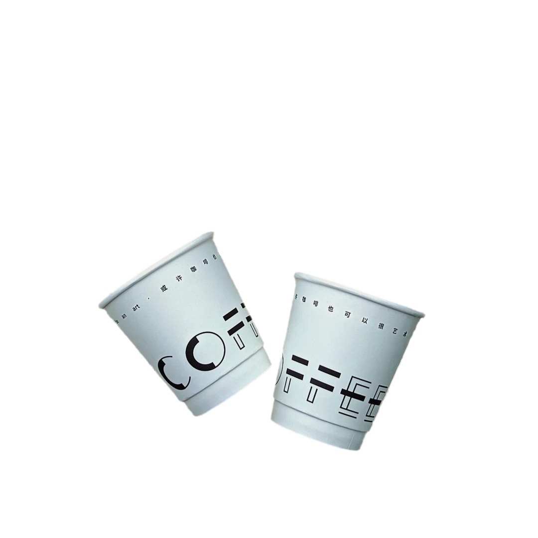 Commercial Double-Layer Milk Tea Cup 90 Caliber 330 Hollow Double-Layer 12oz Hot Drink Coffee Cup 9oz Paper Cup Custom Logo