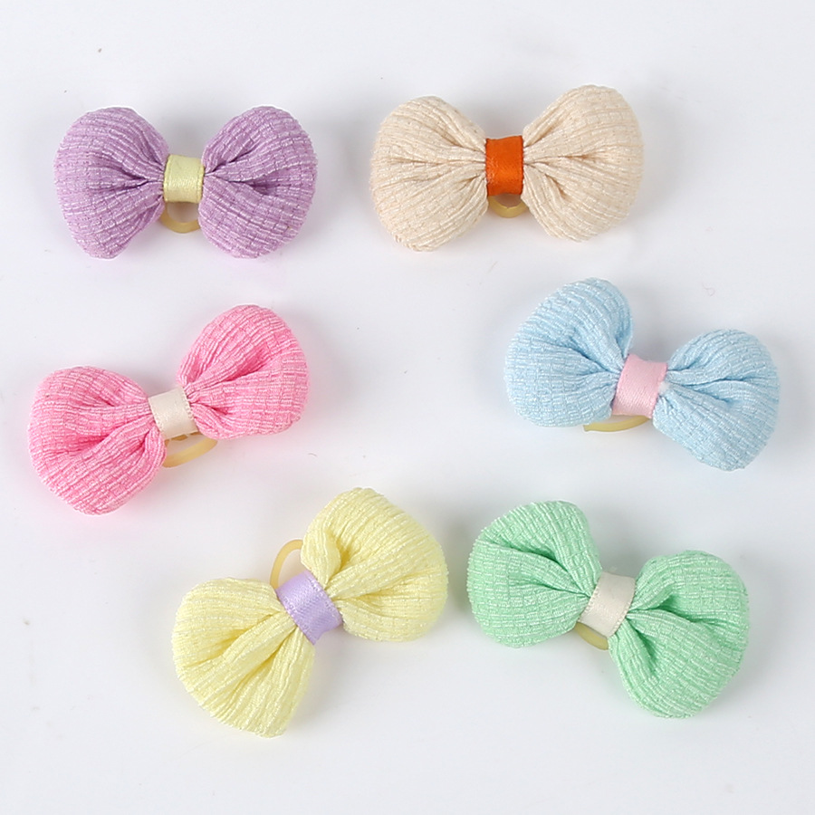 Корейская тканевая полосатая заколка в виде цветка с пятью лепестками для домашних животных, резинка для волос Тедди, оптовые аксессуары