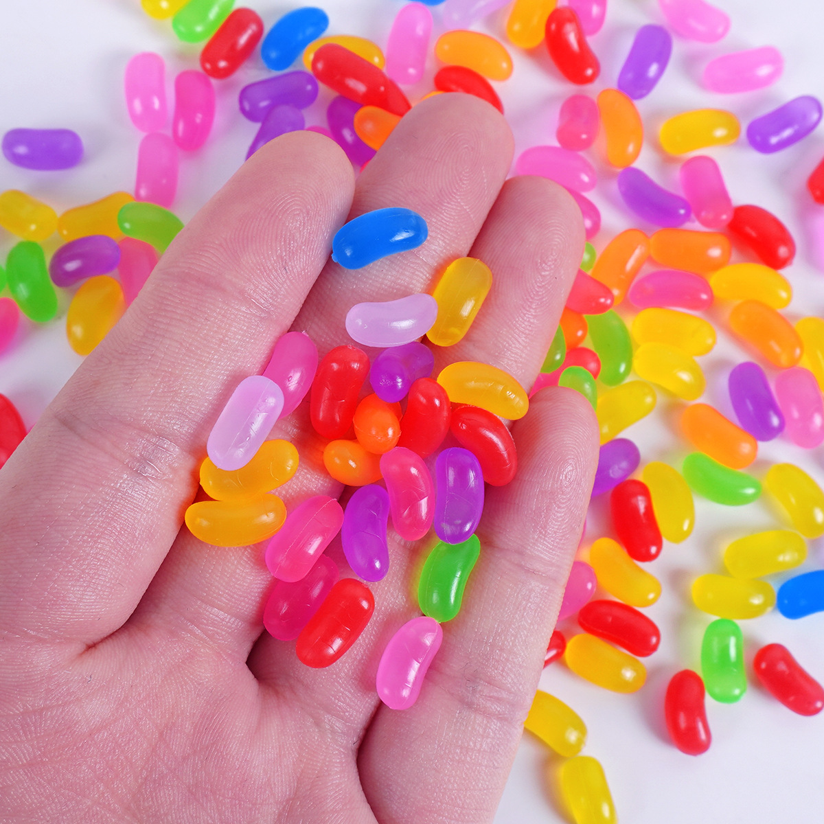 Small Artificial Gummy Rainbow Candy Model Pvc Dessert House Candy Jelly Bean Decorative Ornaments Artificial Food Accessories