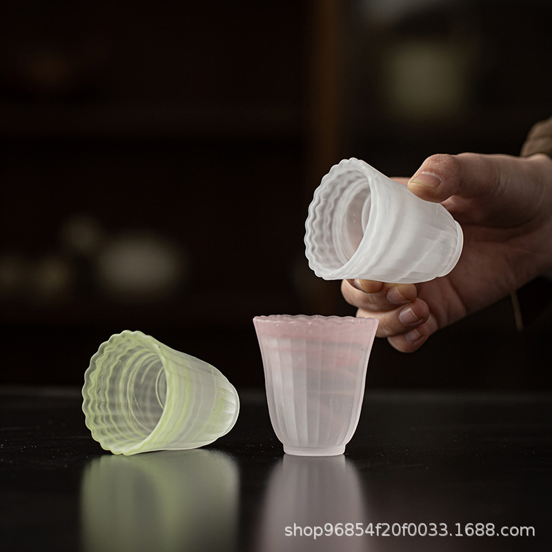 Чайная чашка с чернильной глазурью, матовая кристальная стеклянная чашка, одна чашка для дегустации, набор кунг-фу, маленькие чашки для питья чая