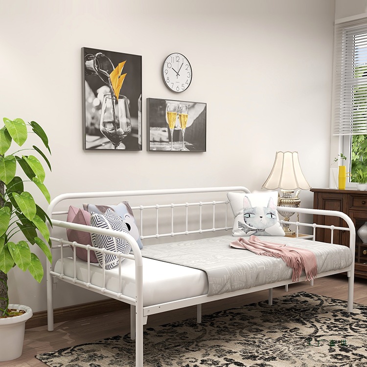 European-Style Sofa Bed Dual-Purpose Wrought Iron Bed Single Small Apartment Living Room Study Nap Simple Multi-Functional Wrought Iron Sofa