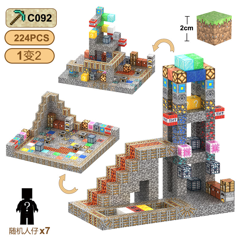 Магнитные строительные блоки Minecraft, 2 см, шестиугольные блоки