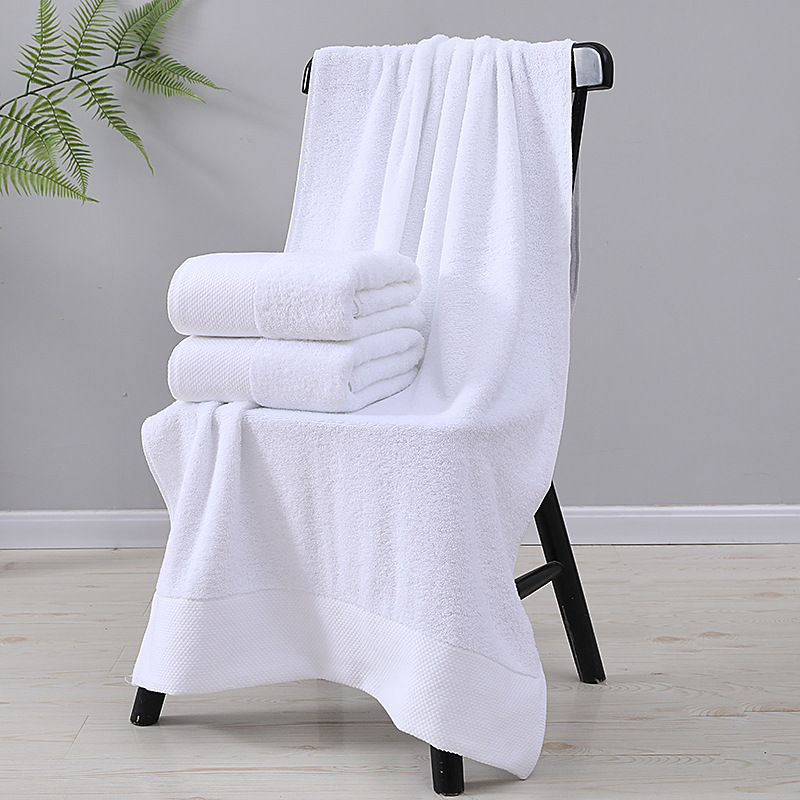 Hotel towel bath towel extra large absorbent pure cotton beauty salon hotel hot spring bed & breakfast white towel bath towel can add Logo