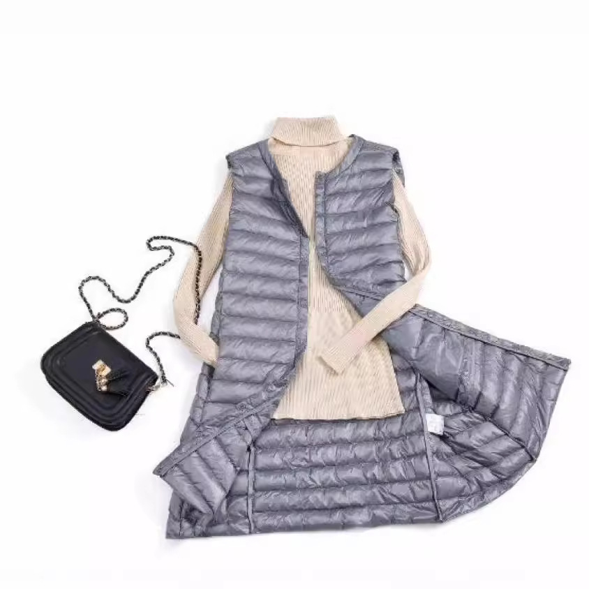 Down Vest for Women, Mid-Length, 2025 New Korean Style, Slimming, Loose, Lightweight, Hooded Vest Jacket