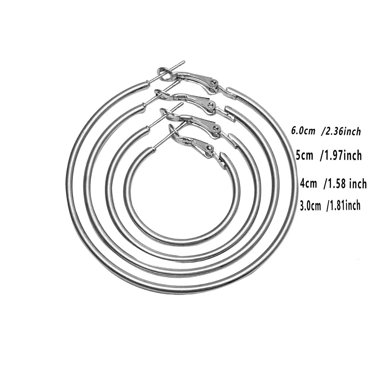 European and American Stainless Steel 316L Large Hoop Earrings Exaggerated Plain Hoop Coil Simple Ear Hoop Earrings Spring Shrimp Bow Buckle
