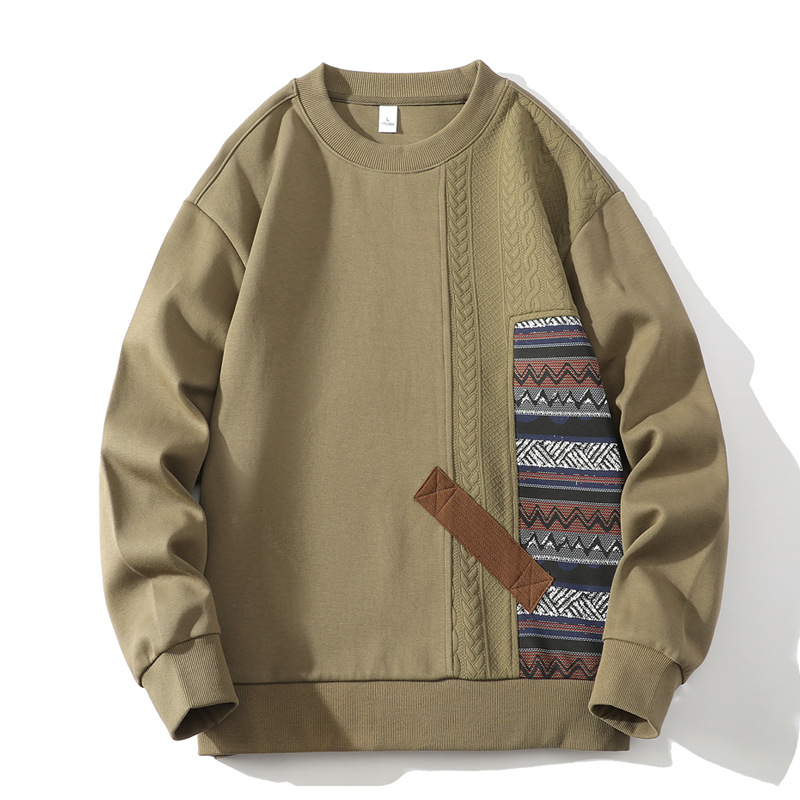 Cross-border wholesale men's sweater Spring and Autumn new fashion brand round neck printed long-sleeved T-shirt loose men's one-piece delivery