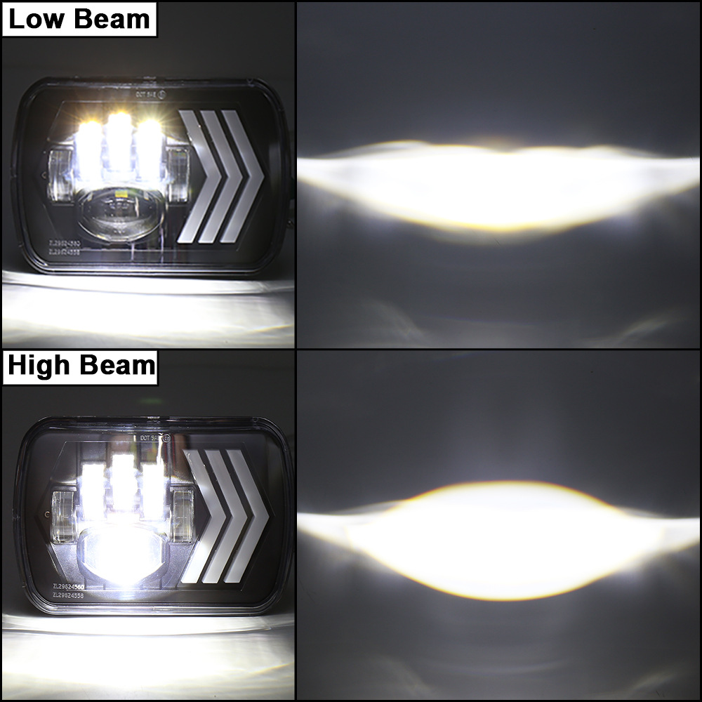 5X7 Square Wrangler Headlight 5x77inch Cherokee Headlight 55W Led Work Lights Truck