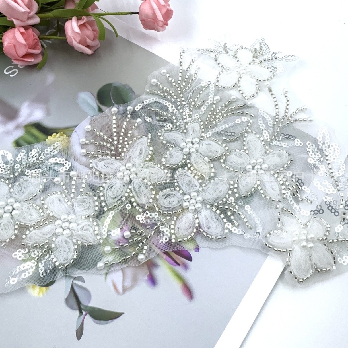 High-grade heavy industry bead embroidery false collar embroidery lace fashion modified pudding neckline foreign style DIY accessories