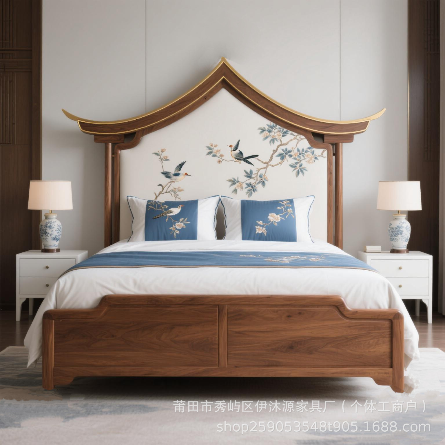 Новая китайская кровать из массива дерева 1.8м, большая кровать из золотого розового дерева, эстетическая кровать в стиле Сунь