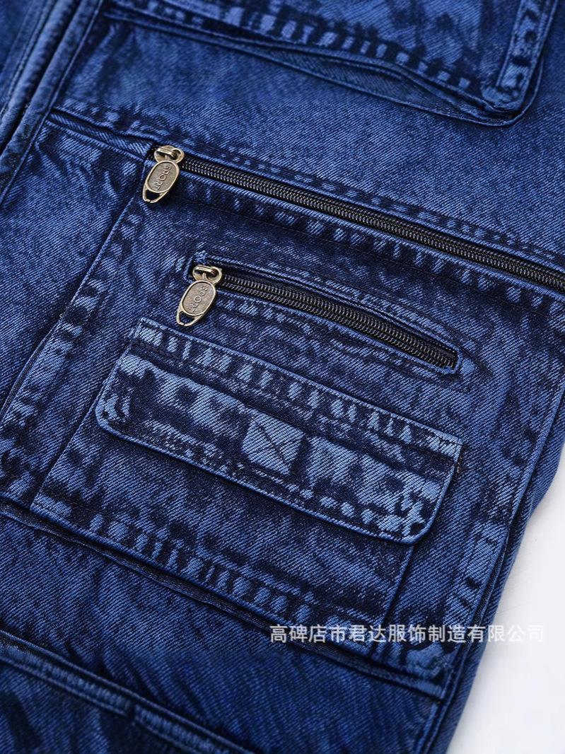 Foreign Trade Customized Cross-Border Dropshipping Waistcoat Photography Loose Vest Multi-Pocket Fishing Vest Men's Denim Vest