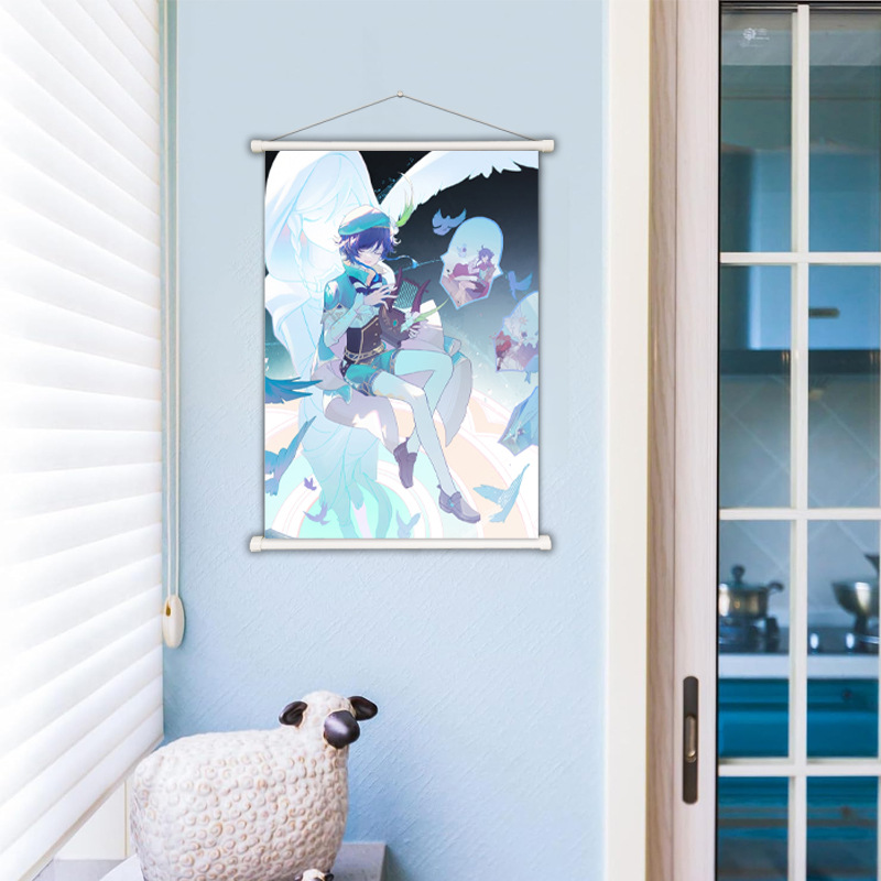 Dongguan Factory Game Animation Hanging Painting Custom Spray-Painted Fabric Star Scroll Painting Cartoon Two-Dimensional Peripheral Poster