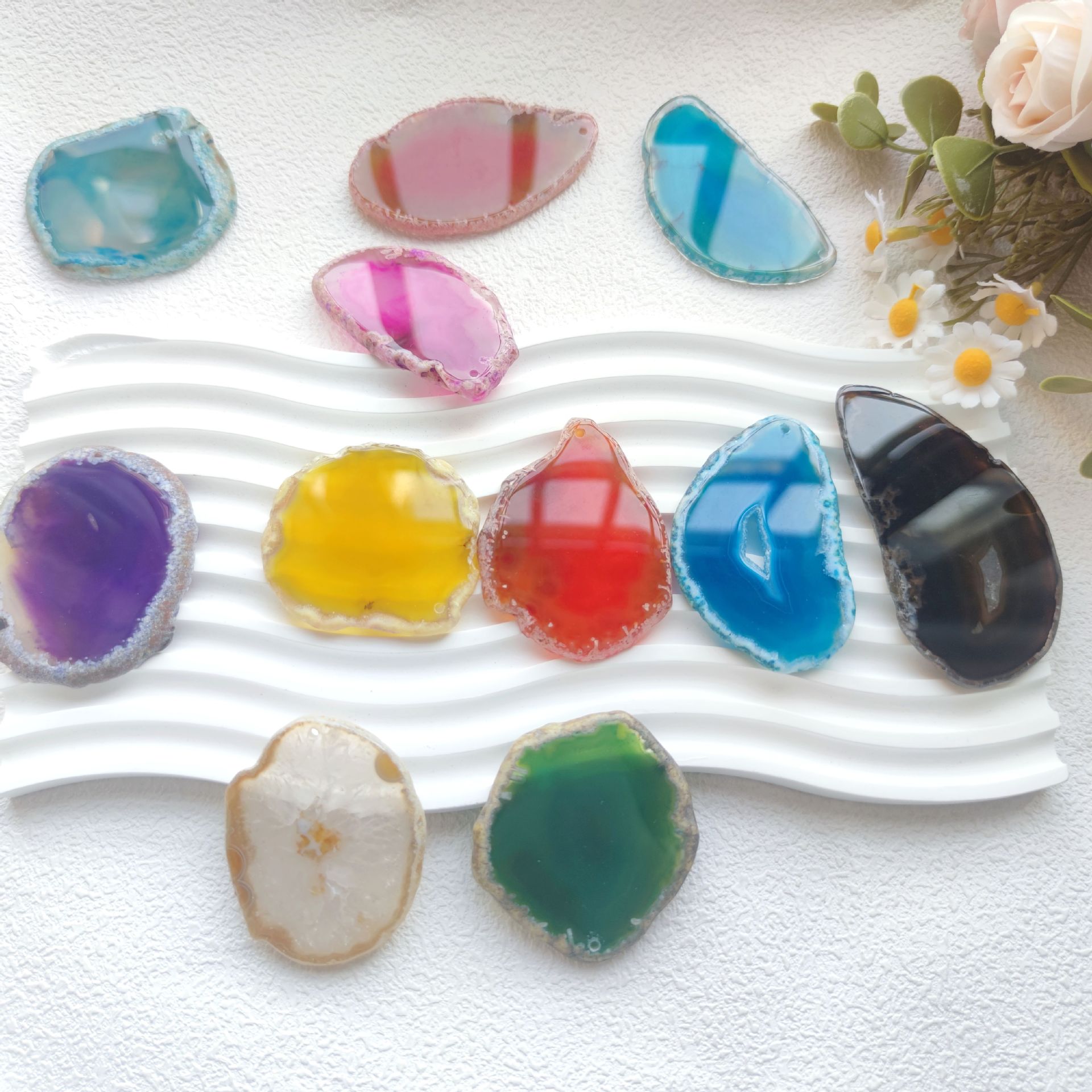 Natural crystal agate landscape pendant sweater chain pendant diy accessories color wind chime explosive cross-border