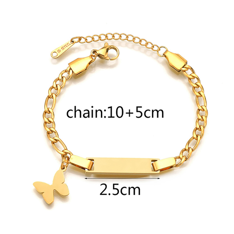 DIY personality simple children's curved card lettering bracelet design feeling butterfly love five-pointed star combination titanium steel bracelet
