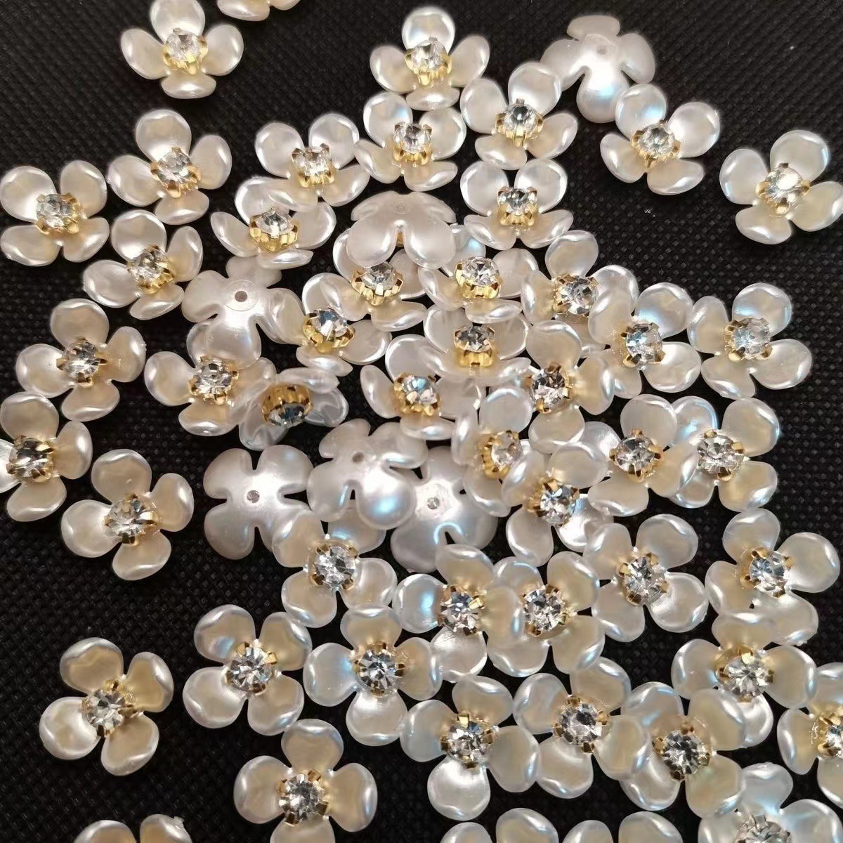 14mm four small flower golden single claw diy handmade material popular hairpin accessories five small flower with gold diamond