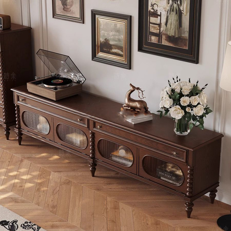 New Wholesale Oak French Retro American Mid-Century Style All Solid Wood Living Room Tv Cabinet Side Cabinet