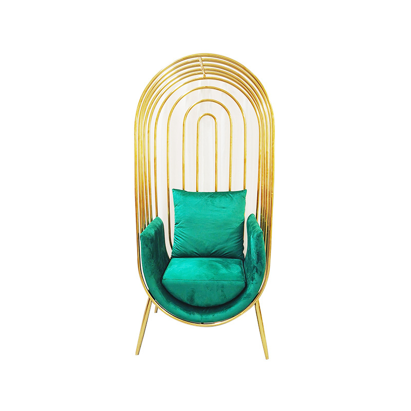 Light Luxury Modern Hotel Banquet Wedding Lobby Rest Sofa Creative Model Room Sofa Chair Stainless Steel Bird Cage Chair
