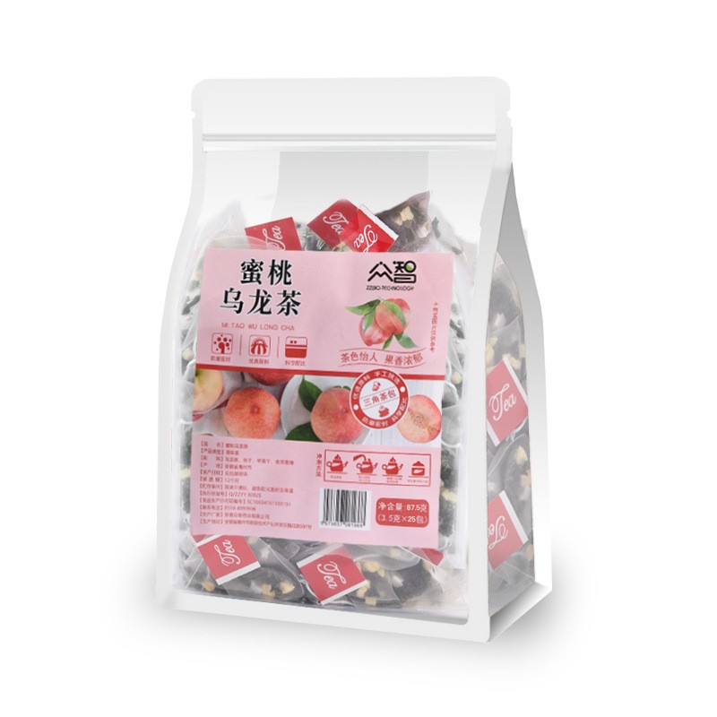 Flower and fruit tea 25 bags/bag peach white peach oolong tea jasmine green tea health tea bag cold bubble tea wholesale generation
