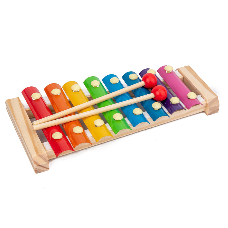 Early education educational building blocks wooden toys for infants and children round beads xylophone preschool education musical instruments nine-piece set cross-border wholesale