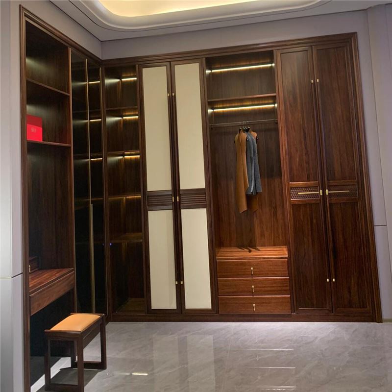Полный шкаф для всей квартиры, новый китайский стиль, шкаф из черного дерева, современная спальня, полные стенки, встроенные витрины