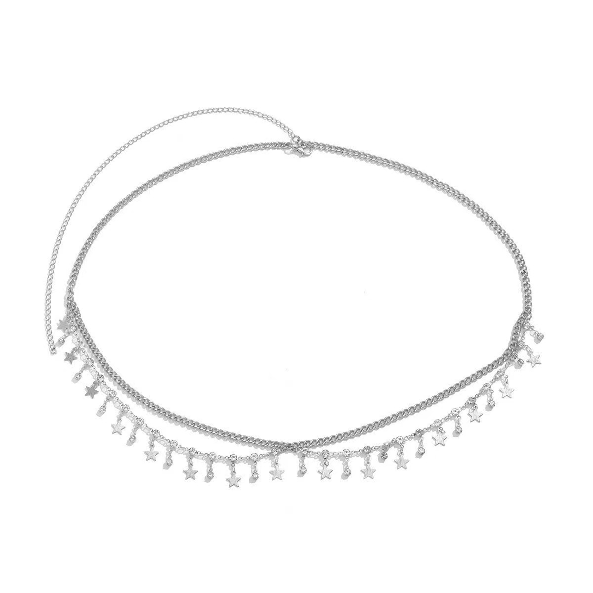 European and American Cross-border Jewelry Bikini Rhinestone Chain Waist Decoration Multi-layer Body Chain Star Rhinestone Tassel Waist Chain Women