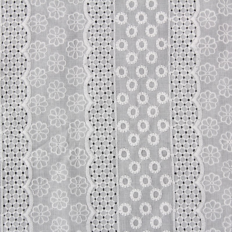 Хлопковая ткань с машинной вышивкой, перфорированная, для женской одежды, короткий рукав, полосатая вышивка