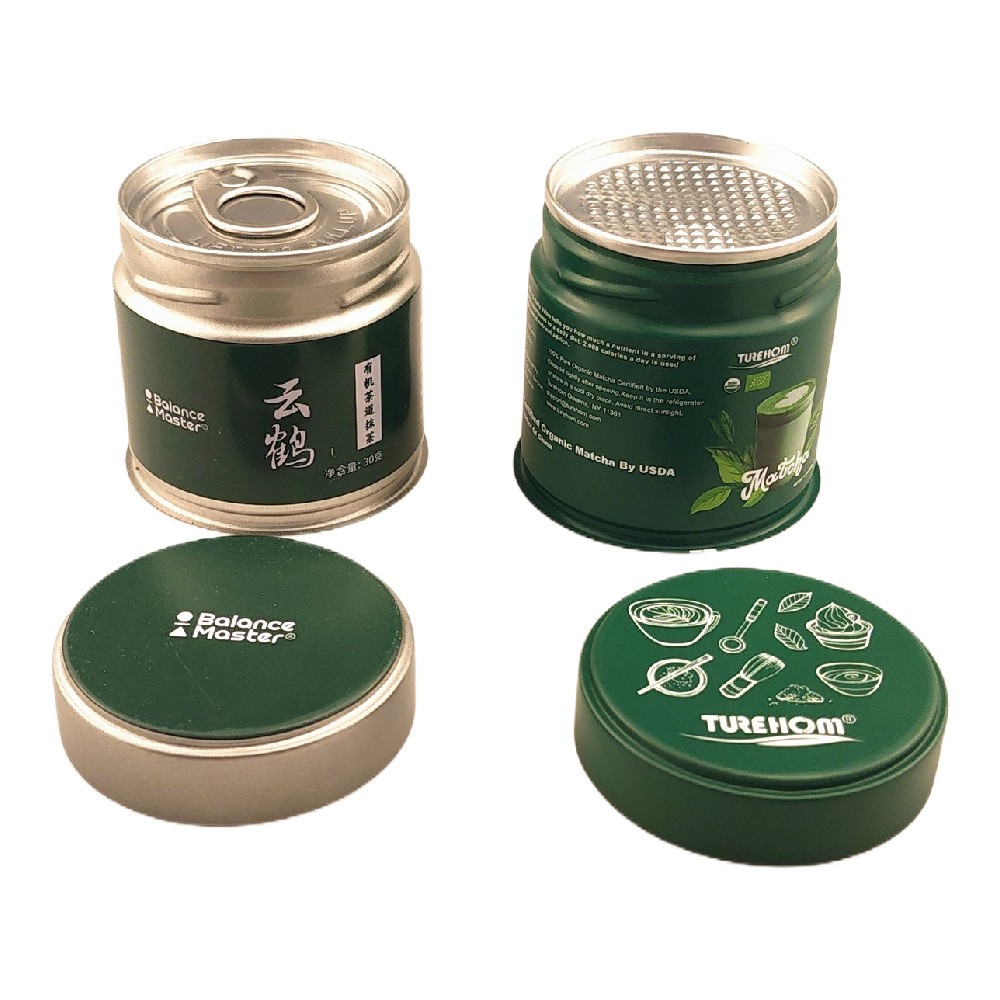 Жестяная банка для порошка матча 50 г, герметичная круглая банка