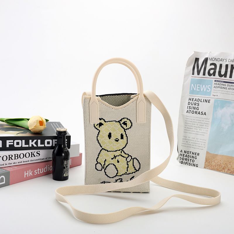 New Korean Style Mobile Phone Bag Cute All-match Handbag Mini Knitted Handbag Single Shoulder Bag Crossbody Handbag