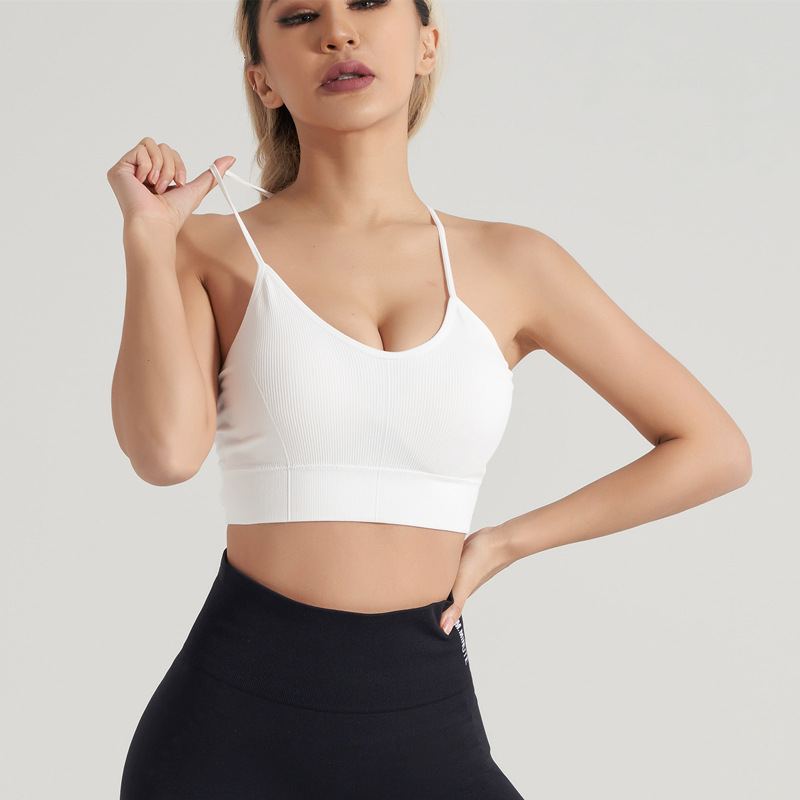 Spring and summer nude yoga vest accessory milk sports underwear cross-border buckle shock absorption cross-back fitness bra