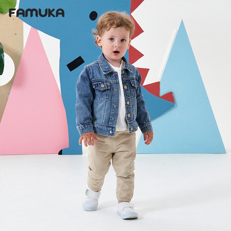 Cross-Border Export Kidsren's Clothing, Spring & Fall Clothing, Kidsren's Denim Jackets, Medium and Large Kidsren's Boys and Girls' Tops, Casual Trendy Brand Outfits