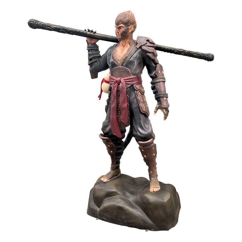 Fiberglass Sculpture Black Myth Wukong, the Great Sage, the Fighting Buddha, Large Outdoor Shopping Mall Decoration Ornaments