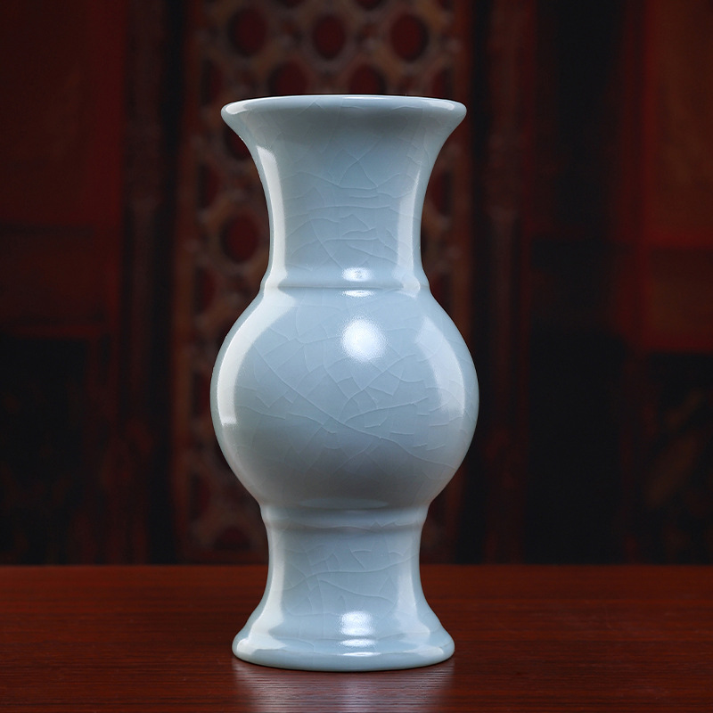 Dai Yutang Ceramics "Ru Ci Jing Sanskrit Vase" Buddha Hall Flower-arranging Water-purifying Bottle Buddha Tools Guanyin Bottle Buddha Ceramics Bottle